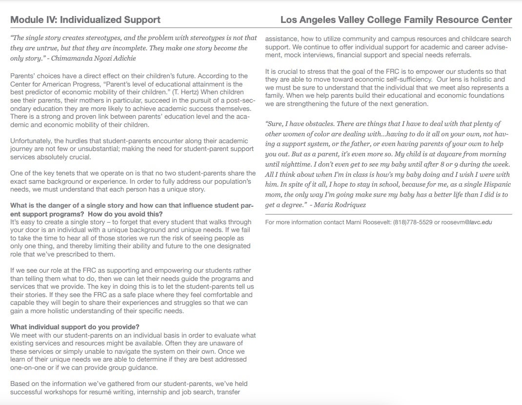 Los Angeles Valley College 2Gen Toolkit: Module 4 Individualized Support