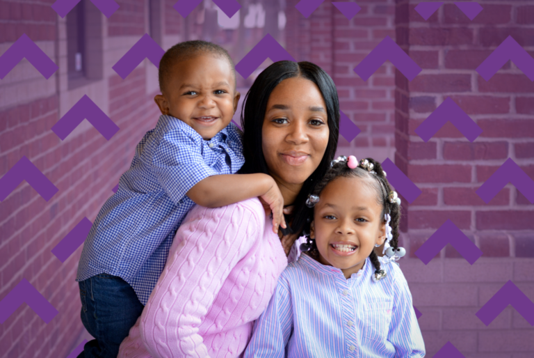 Pictured are Bobbi Acoff and her two adorable children, Damauree and Darnasia. Credit: Brighton Center