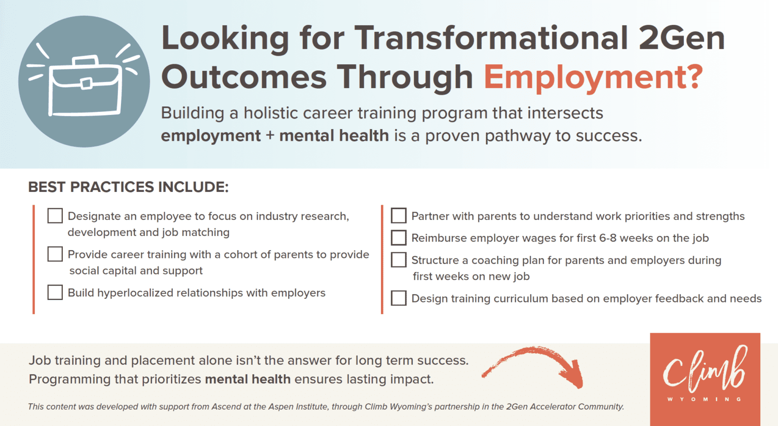 2gen Approach 2Gen Employment Best Practices Checklist - Ascend at the Aspen Institute