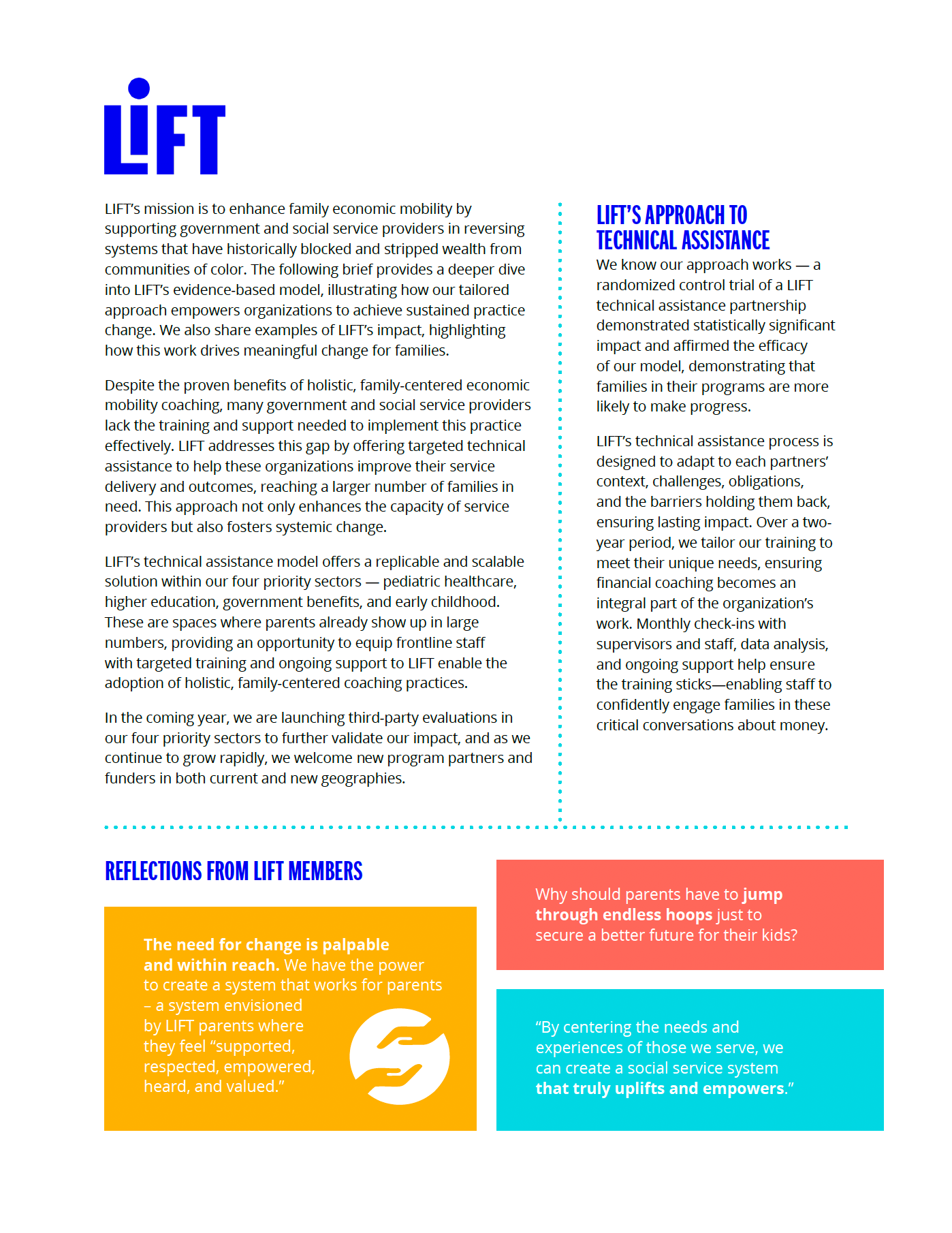 LIFT Technical Assistance Model: Advancing Family Economic Mobility