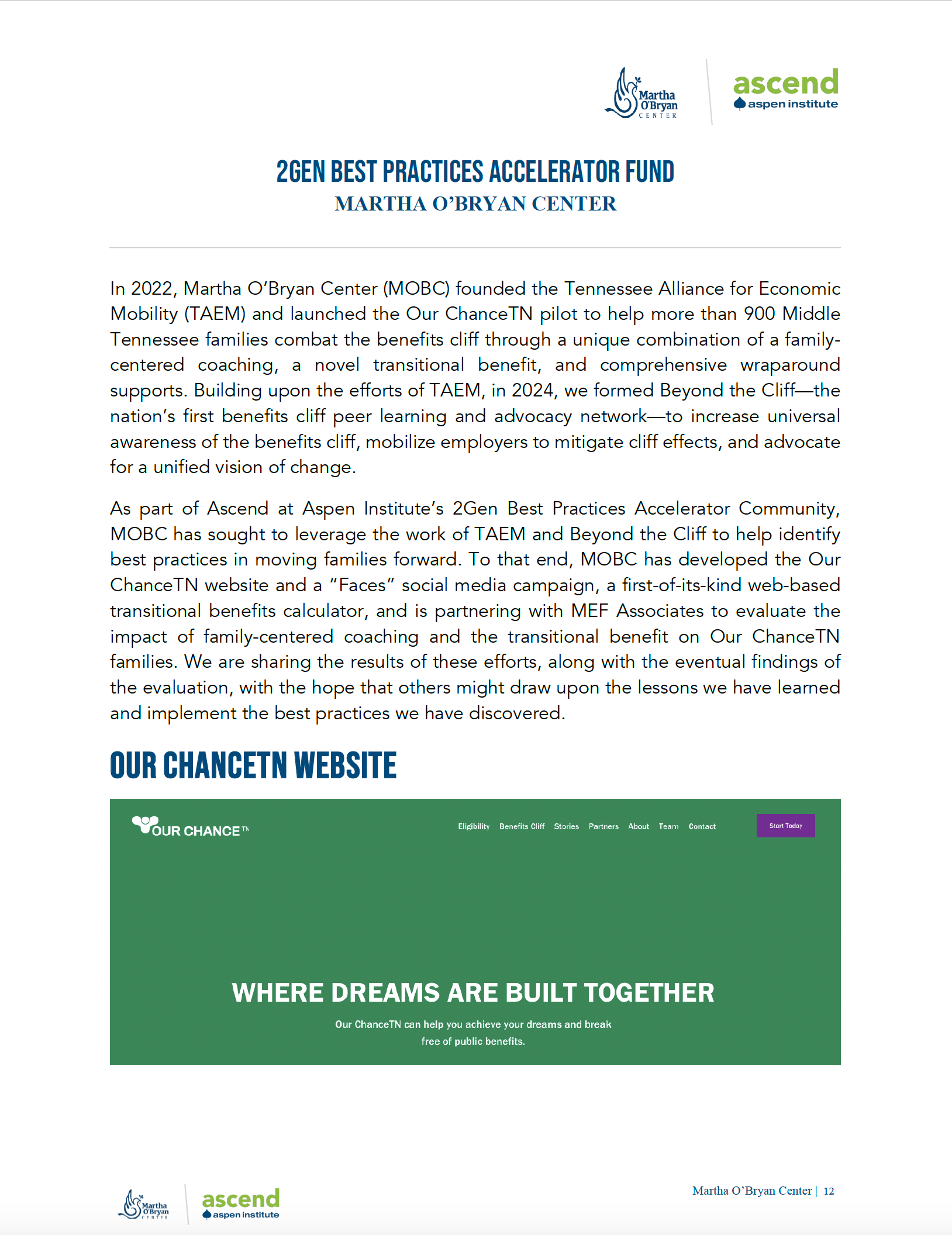 Addressing the Benefits Cliff: Chance TN Pilot