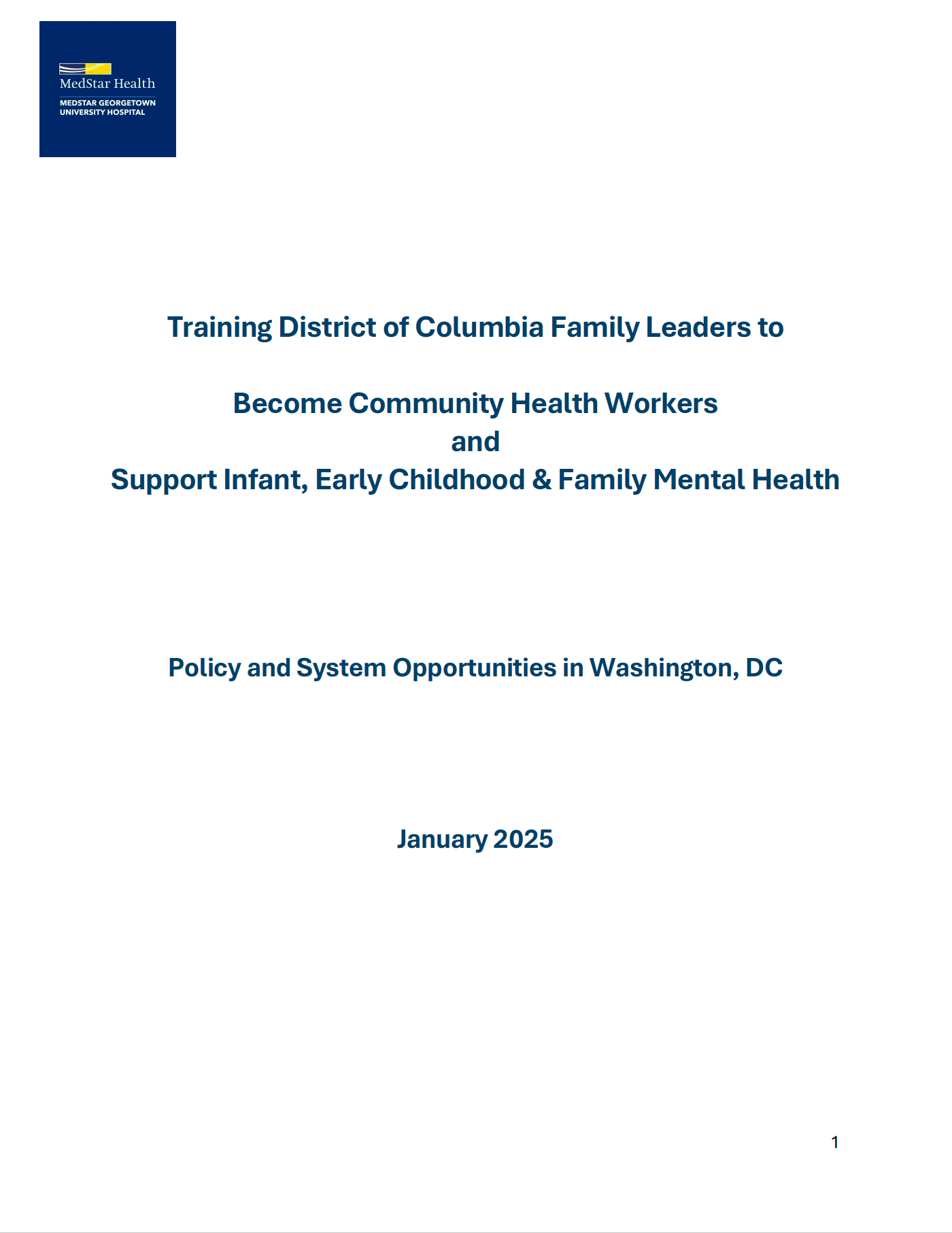 Training Family Leaders as Community Health Workers: DC Policy Brief