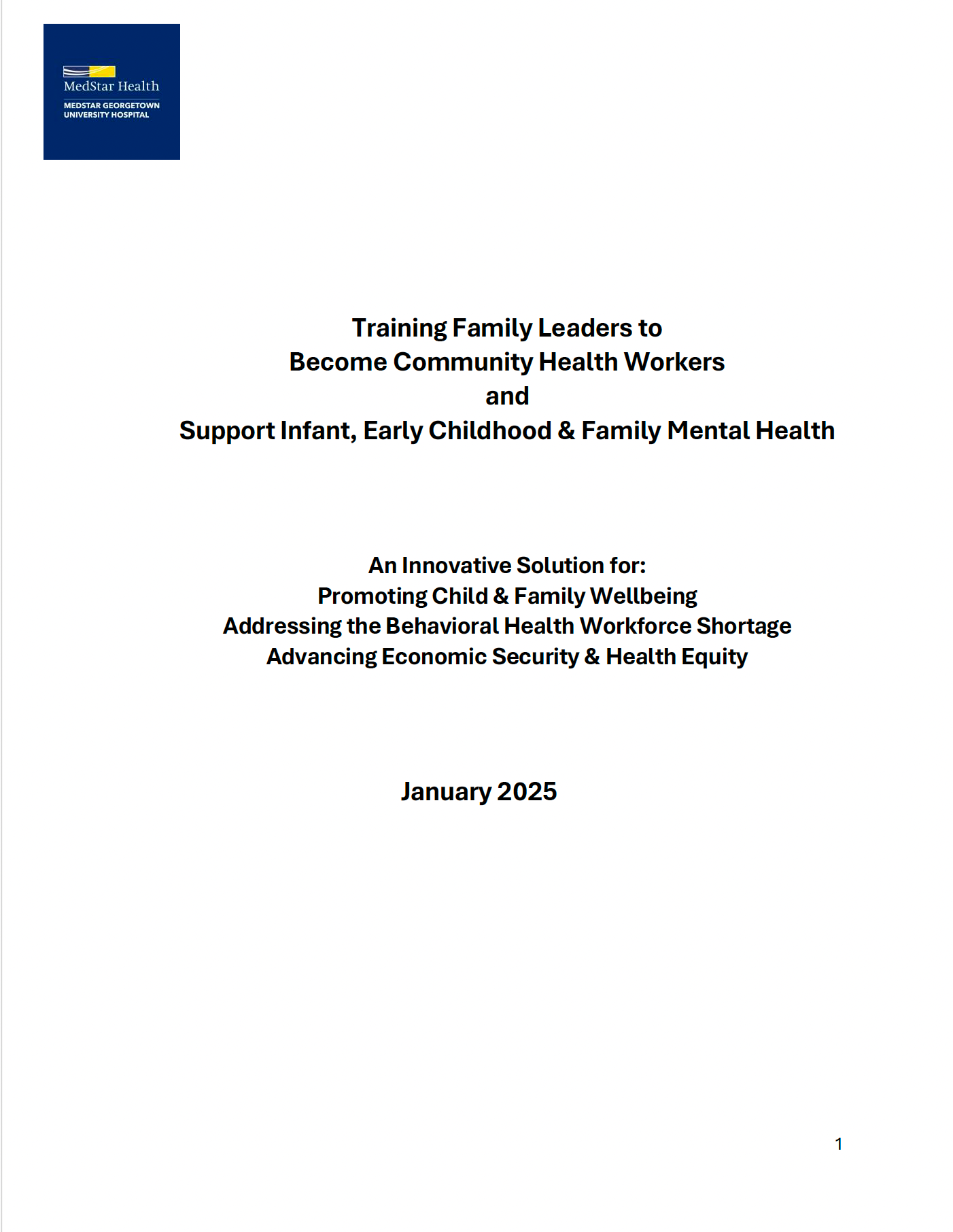 Training Family Leaders as Community Health Workers: National Policy Brief