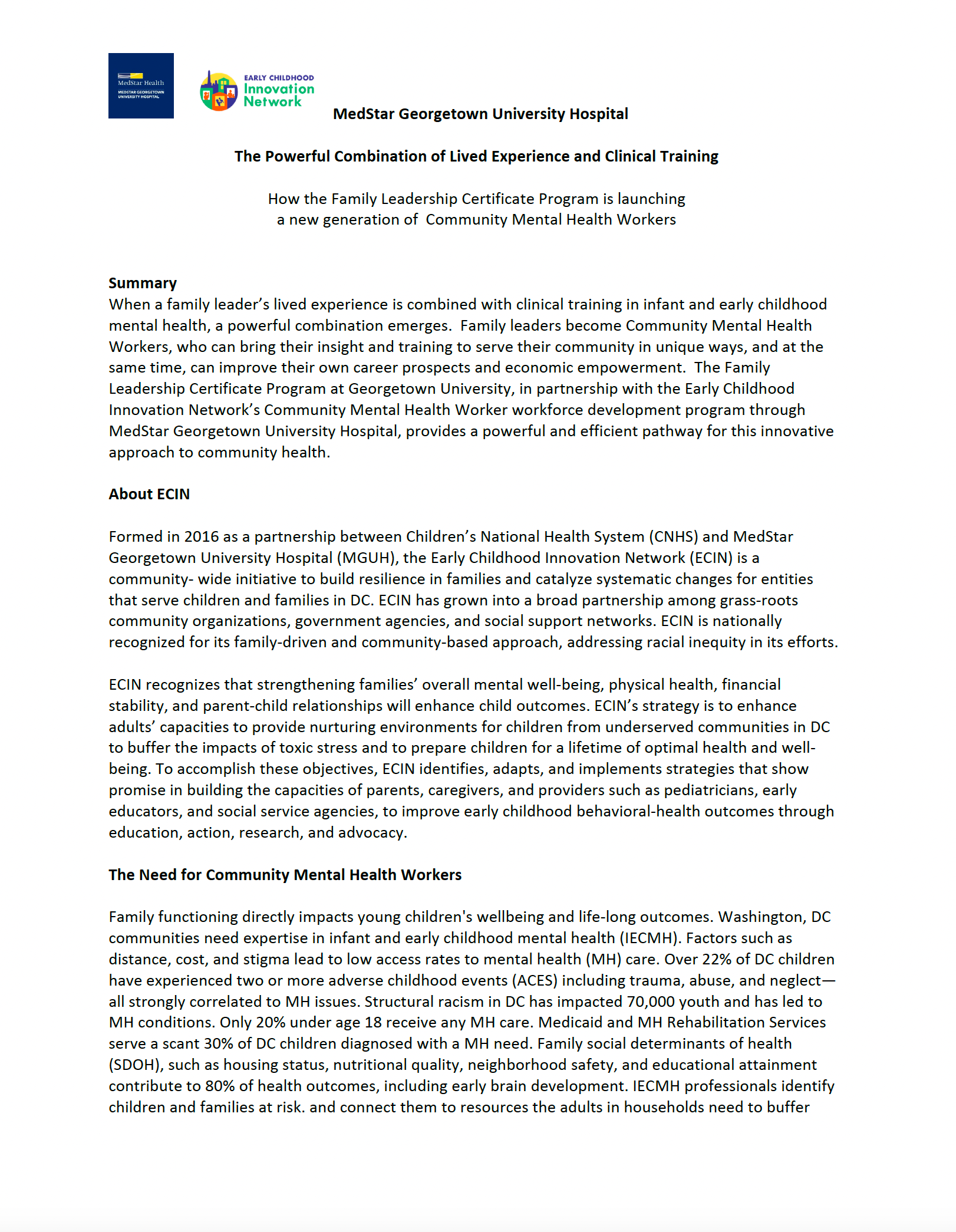 Family Leadership Certificate Program: Practice Brief