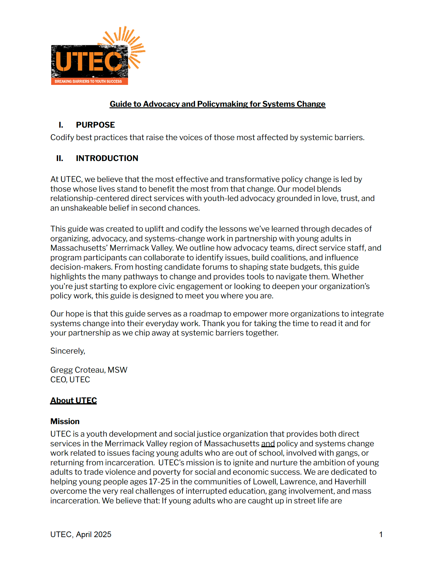 Guide to Advocacy and Policymaking for Systems Change